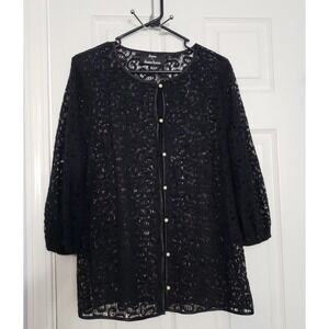 Dennis Basso Womans Open Lace Topper Size Medium